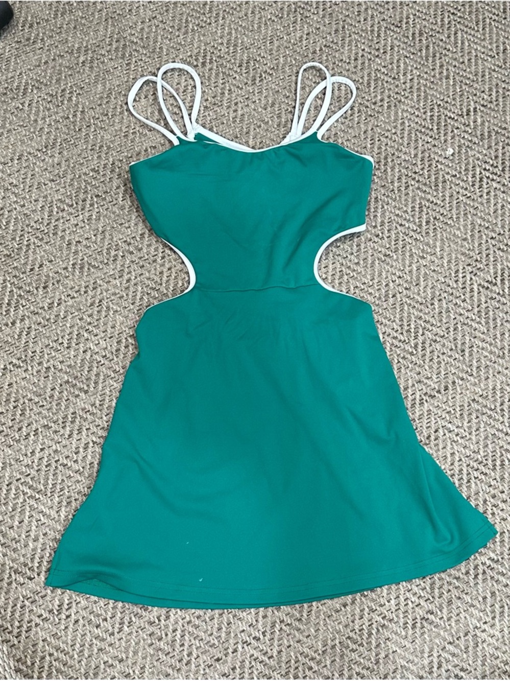 Teal Tennis Cutout Mini Dress with White Trim